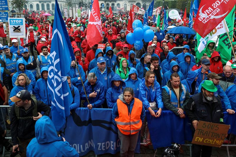 Belgian workers march in sympathy over threats to Audi Brussels